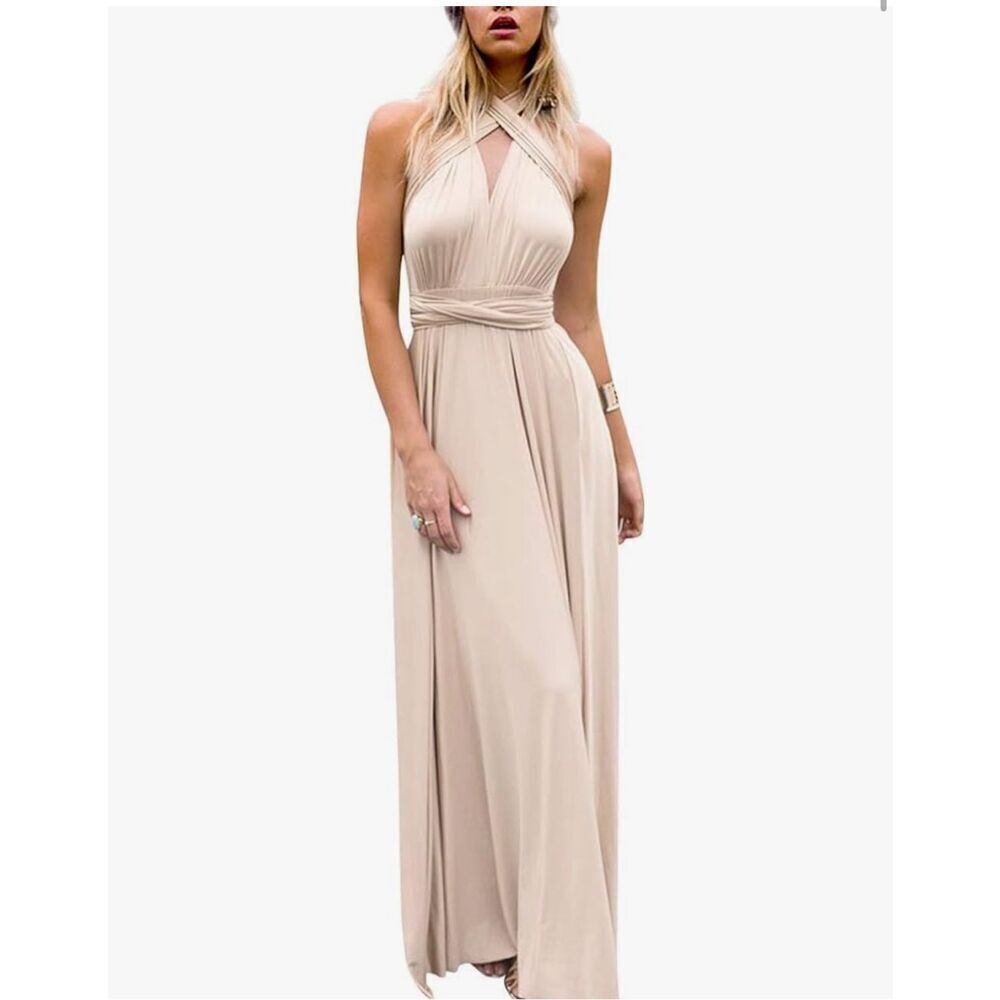 NEW Transformer Evening Long Dress Multi Wrap Convertible Halter Maxi M